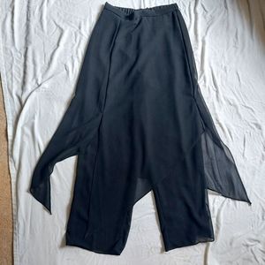 Sheer High Waist Wide Leg Long Skirt Pants Loose Casual Split Straight Pants